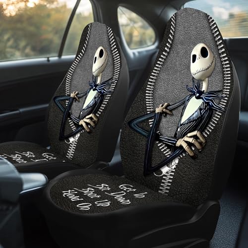 GENANY Horror Nightmare Skellington 2 Front Car Seat Covers for Car Truck Sedan SUV, Christmas Car Gifts, Durable Automotive Seat Covers, Breathable Bucket Seat Covers, Protective Interior Accessory - Image 3
