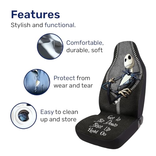 GENANY Horror Nightmare Skellington 2 Front Car Seat Covers for Car Truck Sedan SUV, Christmas Car Gifts, Durable Automotive Seat Covers, Breathable Bucket Seat Covers, Protective Interior Accessory - Image 5