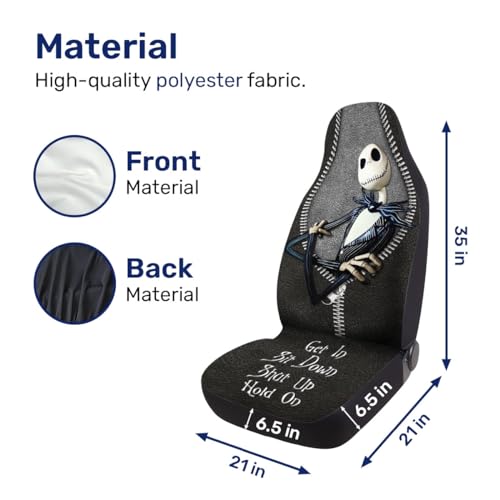 GENANY Horror Nightmare Skellington 2 Front Car Seat Covers for Car Truck Sedan SUV, Christmas Car Gifts, Durable Automotive Seat Covers, Breathable Bucket Seat Covers, Protective Interior Accessory - Image 4