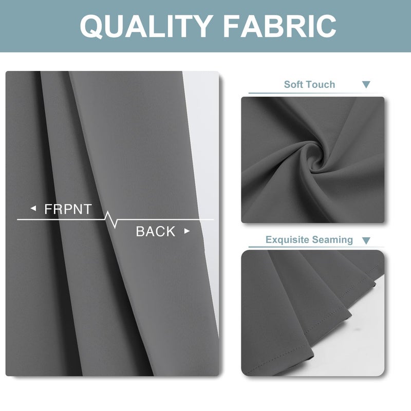 ChrisDowa Small Window Curtains 50 inches Long for Bedroom - Grommet Short Thermal Insulated Room Darkening Curtains for Kitchen (2 Panels  Grey  29 x 50 Inch) - Image 3