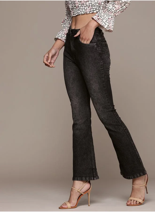 HIGH STAR High Rise Bootcut Clean Look Stretchable Jeans by Styli