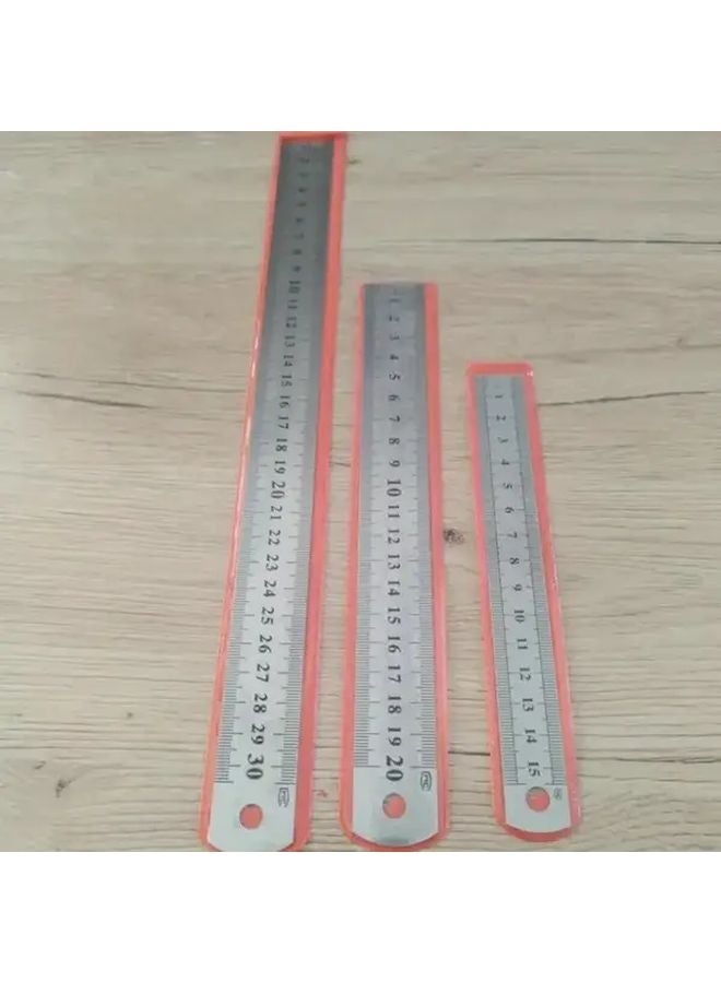 3pcs Stainless Steel Rulers Set 6 12 24 Inches With Protractor Compass Eraser - Image 5