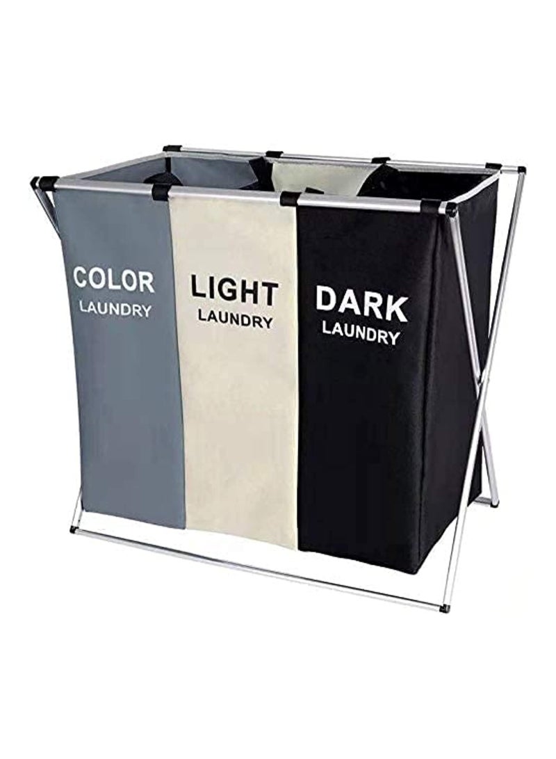 بلومنغ تايم سلة غسيل مكونة من 3 أقسام لسلة الملابس الداكنة والخفيفة والملونة، تصميم قابل للطي مع مقبض للحمل - Image 1