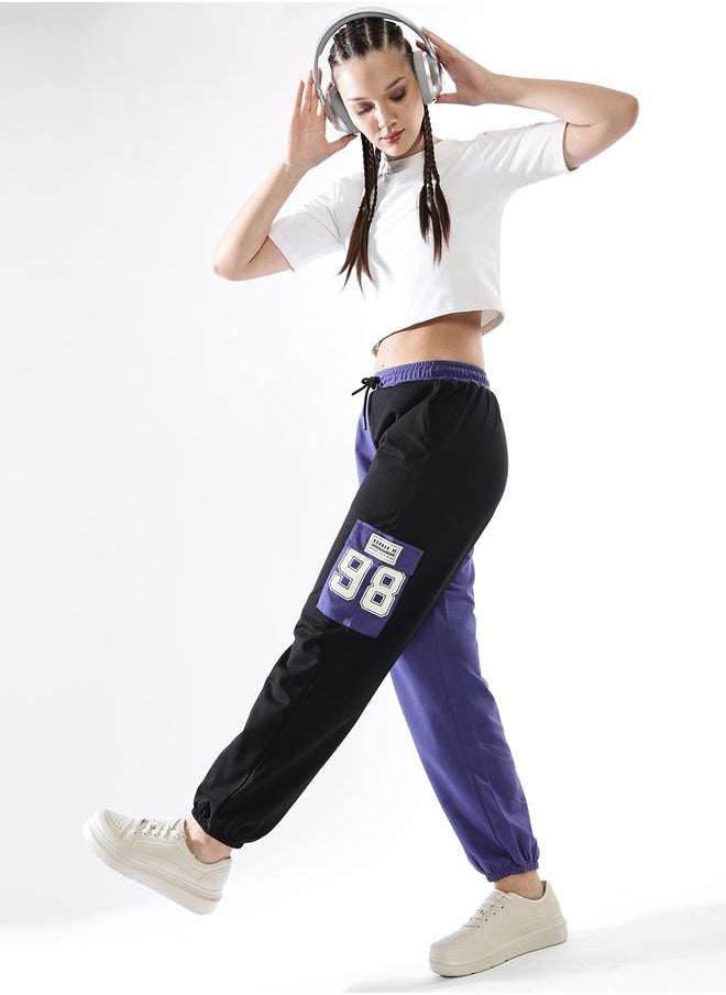 Hubberholme Women Cotton Colourblocked Relaxed Fit Printed Cargo Track Pants  - Image 1