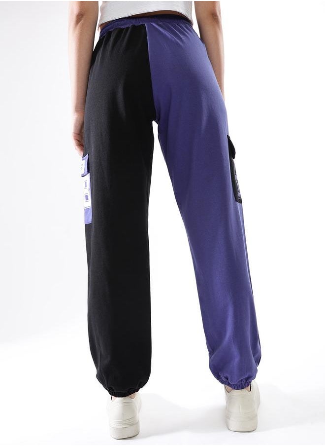 Hubberholme Women Cotton Colourblocked Relaxed Fit Printed Cargo Track Pants  - Image 5