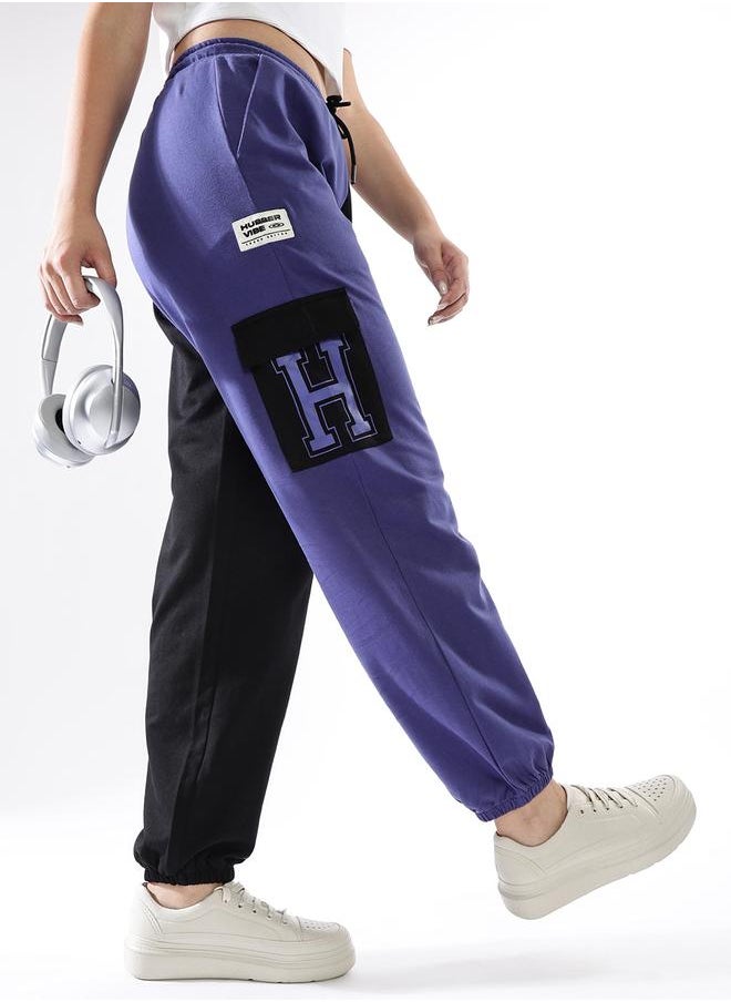 Hubberholme Women Cotton Colourblocked Relaxed Fit Printed Cargo Track Pants  - Image 2