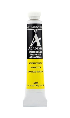 Grumbacher Academy Watercolor Paint, 7.5ml/0.25 Ounce, Golden Yellow (A081) - Image 1