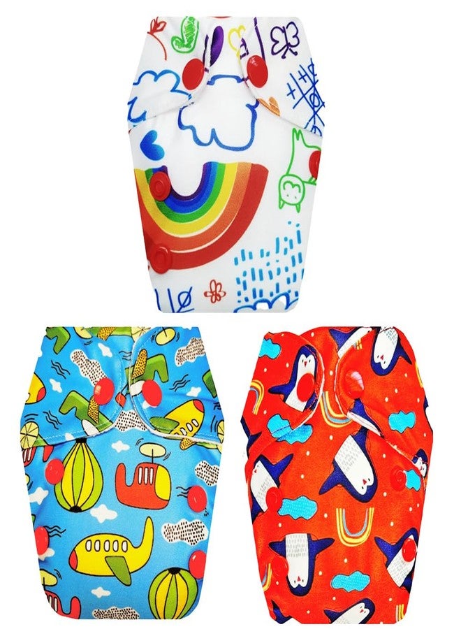 حفاضات قماشية فاخرة من دمبلدو للأطفال حديثي الولادة مع حشوة داخلية (عبوة من 3 قطع) | ناعمة ولطيفة | مانعة للتسرب | سريعة الجفاف | ضرورية للاستخدام اليومي | من 0 إلى 4 أشهر | للجنسين - Image 1