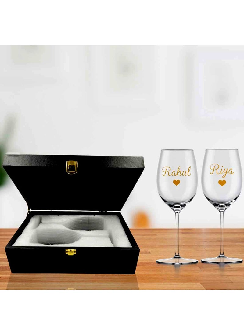 Nutcase Nutcase Gift Box with Pair of Wine Glasses for Couple Available in Black  - Image 1