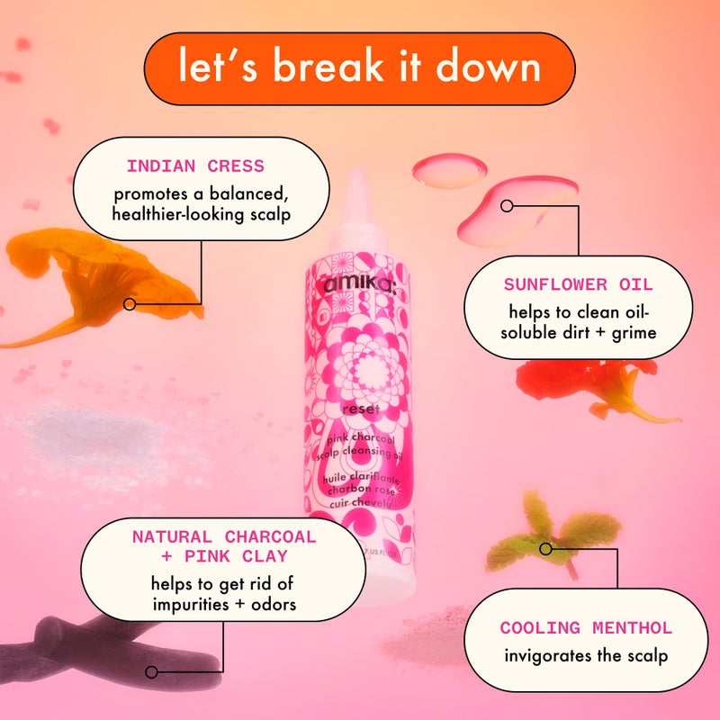 amika زيت تنظيف فروة الرأس بالفحم الوردي من أميكا - للجنسين 6.7 أونصة (عبوة واحدة) - Image 4