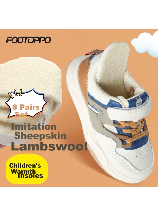 Footoppo Children's Warm Sheepskin Insoles, Thickened And Fleece-lined For Winter, Anti-cold Plush Wool Insoles For Shoes - Image 1