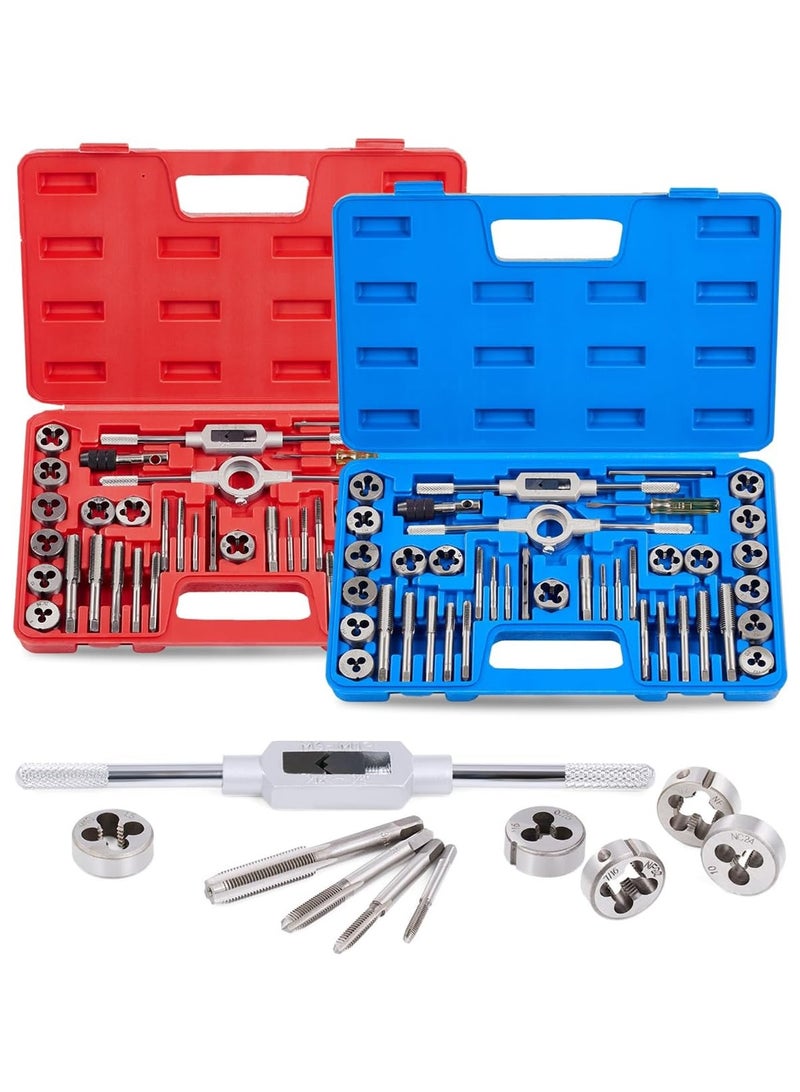 GGOOT 80pc Tap and Die Set in SAE and Metric Sizes, Metric and Standard Tap Set and Die Tool Set for Internal and External Threading - Image 1