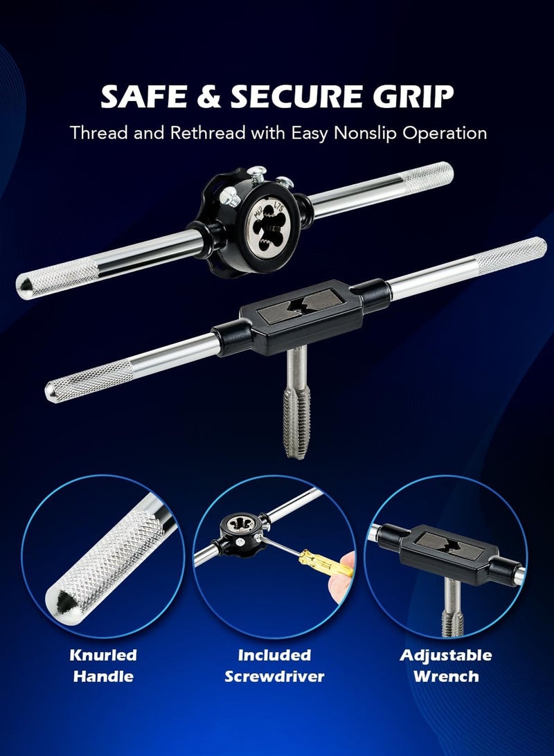 GGOOT 80pc Tap and Die Set in SAE and Metric Sizes, Metric and Standard Tap Set and Die Tool Set for Internal and External Threading - Image 4