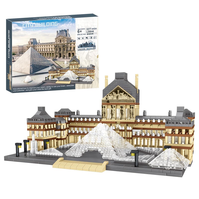 CSNRHG Paris Louvre Museum Model Building Blocks Set Micro Bricks World Famous Architecture Educational Toys for Kids Adults 3377 Piece Birthday - Image 3