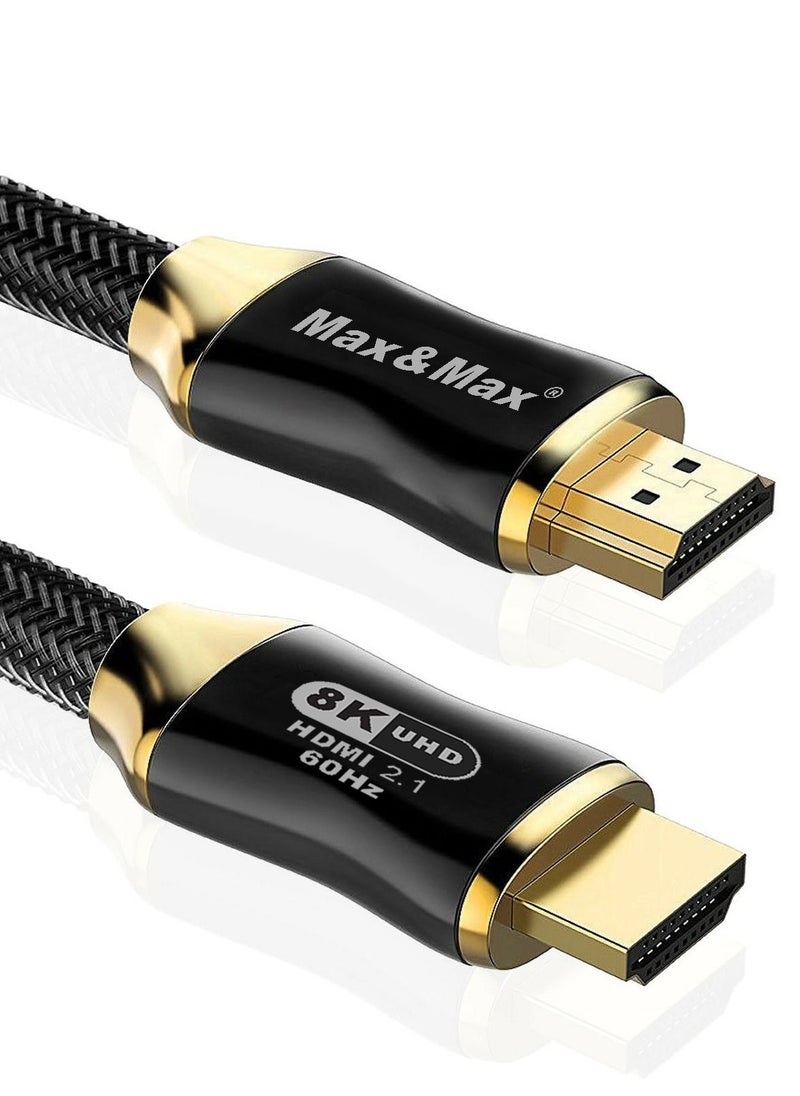 Max & Max - HDMI to HDMI Cable 3 Meter 8K GOLD PLATED ,8k Resolution,48 GBPS Transfer, Dynamic HDR,eARC Compatible with MacBook Pro, Switch, PS5, PS4, Steam Deck, Xbox, HDTV, DVD, Projector - Black - Image 1