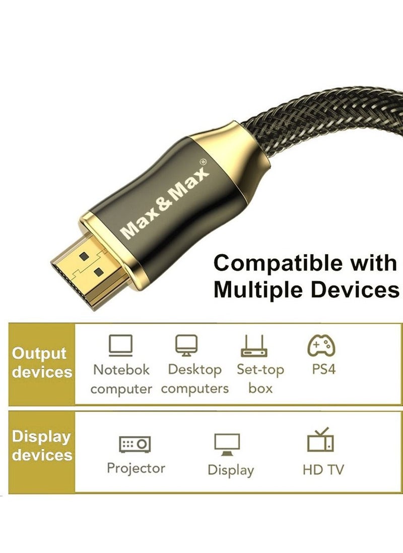 Max & Max - HDMI to HDMI Cable 3 Meter 8K GOLD PLATED ,8k Resolution,48 GBPS Transfer, Dynamic HDR,eARC Compatible with MacBook Pro, Switch, PS5, PS4, Steam Deck, Xbox, HDTV, DVD, Projector - Black - Image 1