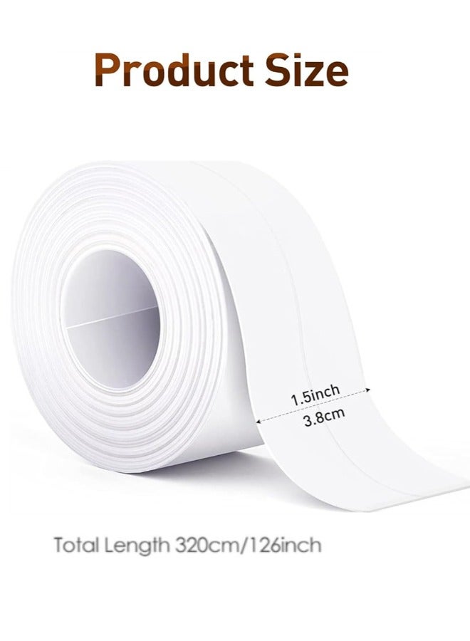 شريط لاصق لاصق، 1 لفة شريط لاصق ذاتي اللصق مقاوم للماء، شريط لاصق مانع للتسرب للمطبخ وأسطح العمل والحمام والحوض والدش وحوض الاستحمام وحامي حواف المرحاض مع أداة منع التسرب (3.2 م × 38 ملم) - Image 3