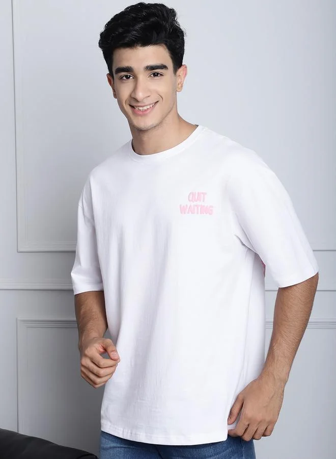 Styli Men White Oversized Graphic Print T-Shirt By Door74