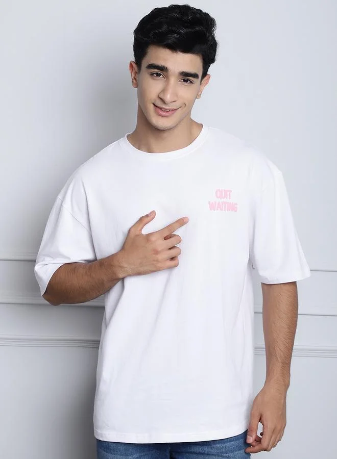 Styli Men White Oversized Graphic Print T-Shirt By Door74