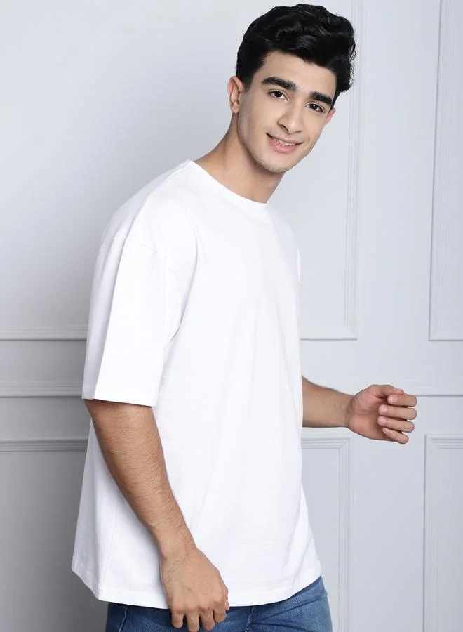 Styli Men White Oversized Graphic Print T-Shirt By Door74