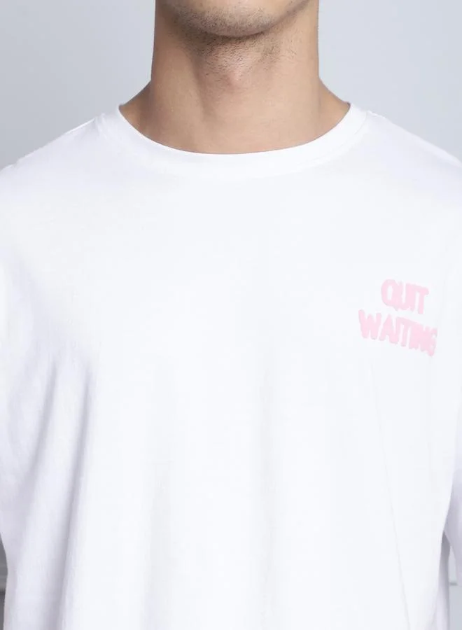 Styli Men White Oversized Graphic Print T-Shirt By Door74