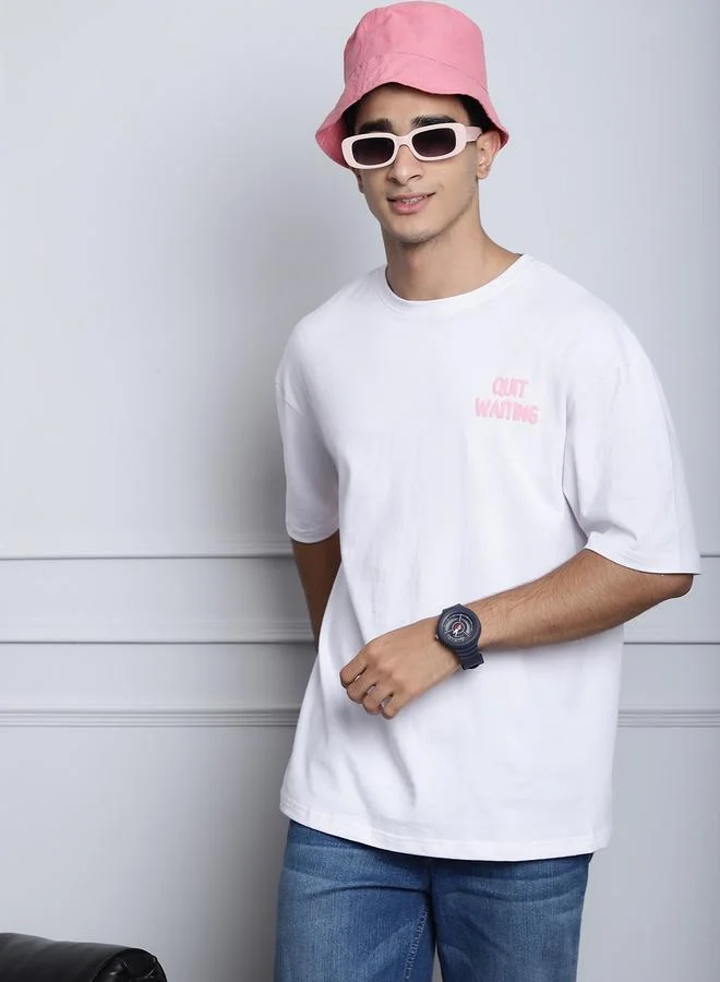 Styli Men White Oversized Graphic Print T-Shirt By Door74