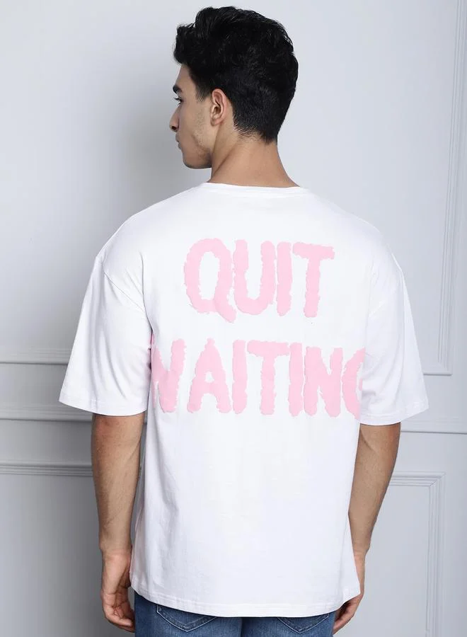 Take Two Men White Oversized Graphic Print T-Shirt