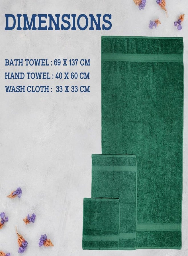 Casa Lino 100% Cotton Bath Towels Set of 4 (1 Bath Towel, 1 Hand Towel & 2 Wash Cloths) - Bathroom Towels and Washcloths Set - Complete Bathroom Set - Guest Room Essentials - (Green) - Image 4