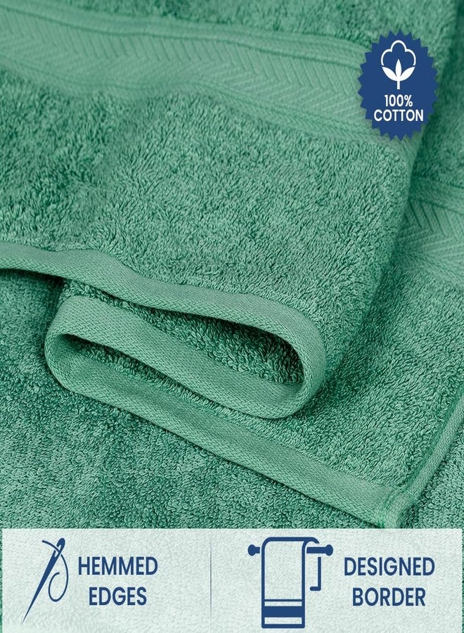 Casa Lino 100% Cotton Bath Towels Set of 4 (1 Bath Towel, 1 Hand Towel & 2 Wash Cloths) - Bathroom Towels and Washcloths Set - Complete Bathroom Set - Guest Room Essentials - (Green) - Image 5