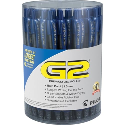 PILOT G2 Premium Gel Roller Pen, Retractable and Refillable, Bold Point 1 mm, Blue Ink view 2