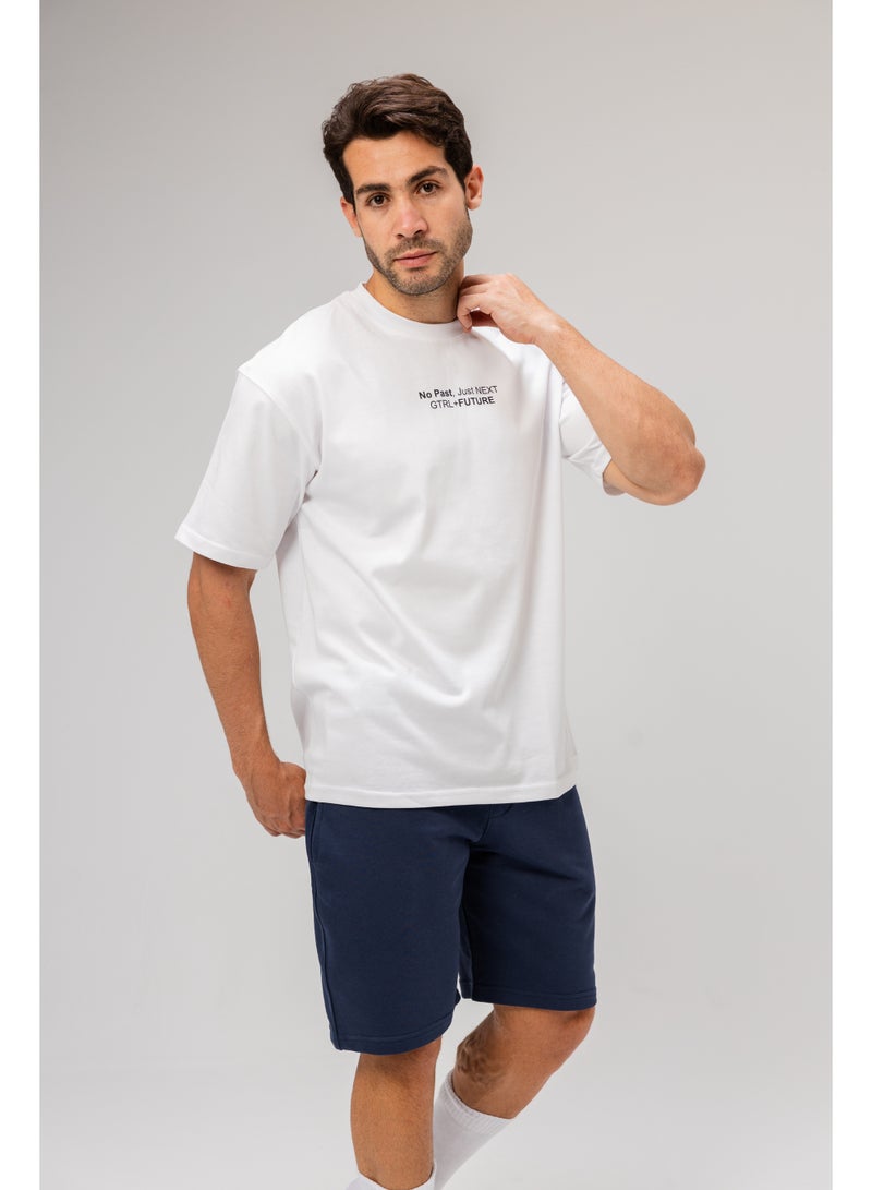 Future Men Basic Half Sleeves T-Shirt Casual Style With Simple Design For Men White Size XXL  - Image 4