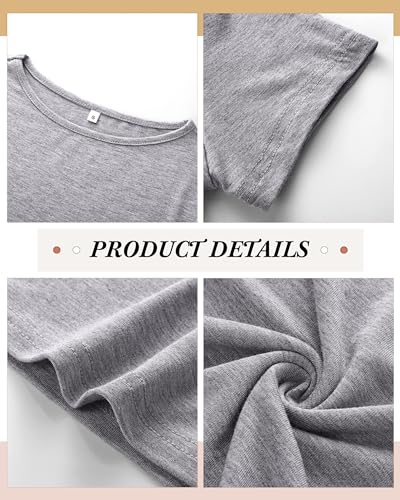 Riyiper 3 Pcs Women's Short Sleeve Crop Tops, Boat Neck Slim Fitted Cropped Shirts Workout Basic Tops (Black, Light Gray, Dark Gray,Medium) - Image 5