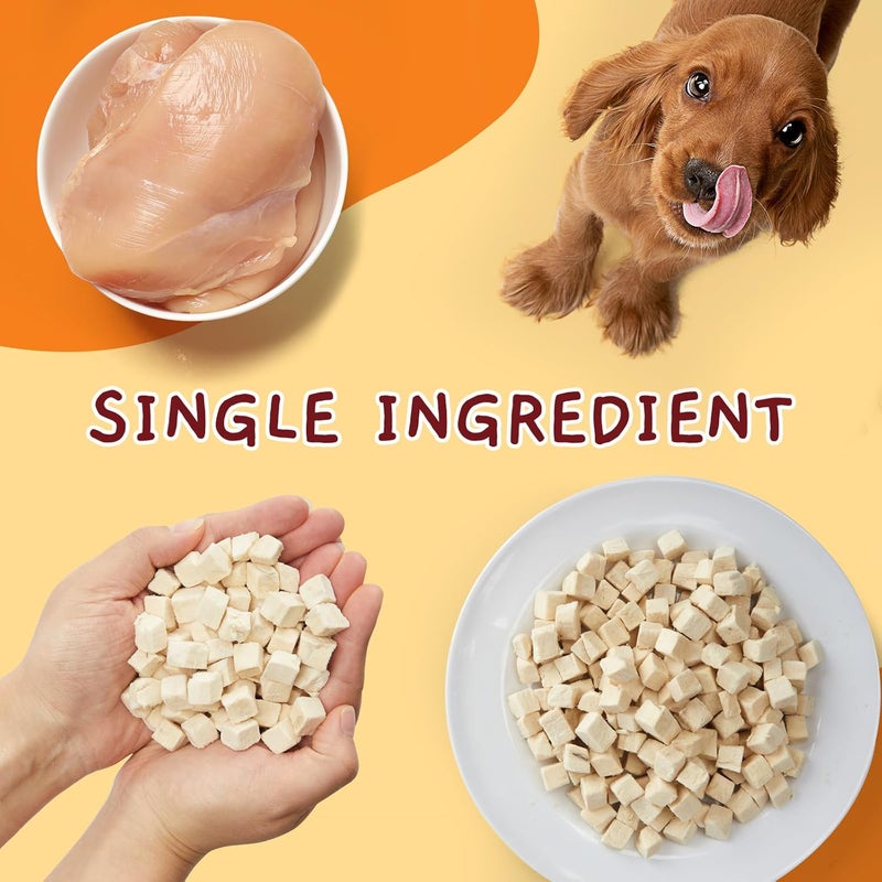 Jungle Calling Freeze Dried Chicken Cat & Dog Treats, Single Ingredient Chicken Bites for Cats & Dogs, High Protein Pet Training Treats, Edible Organic Food Topper, 10.58 oz - Image 5
