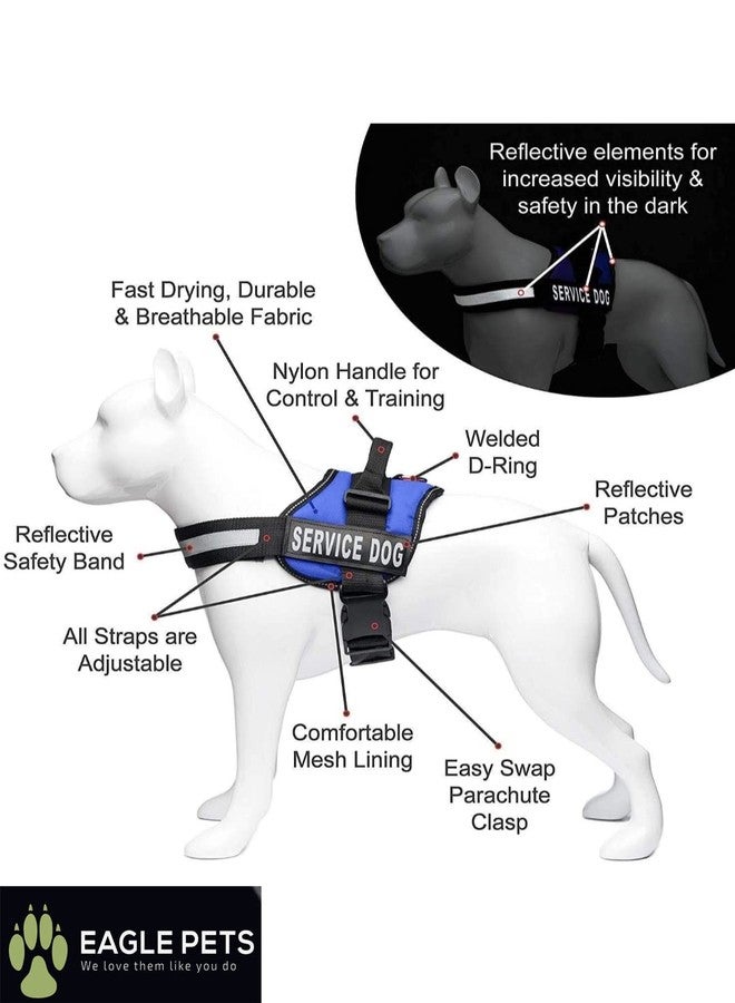 Eagle Pets Dog Harness Police K9, No Pull Dog Belt, Reflective Dog Vest Oxford Fabric, Soft Padded Easy Control Dog Chest Belt, No More Pulling Or Choking, for Large Medium Small Dogs (Medium, Blue) - Image 5