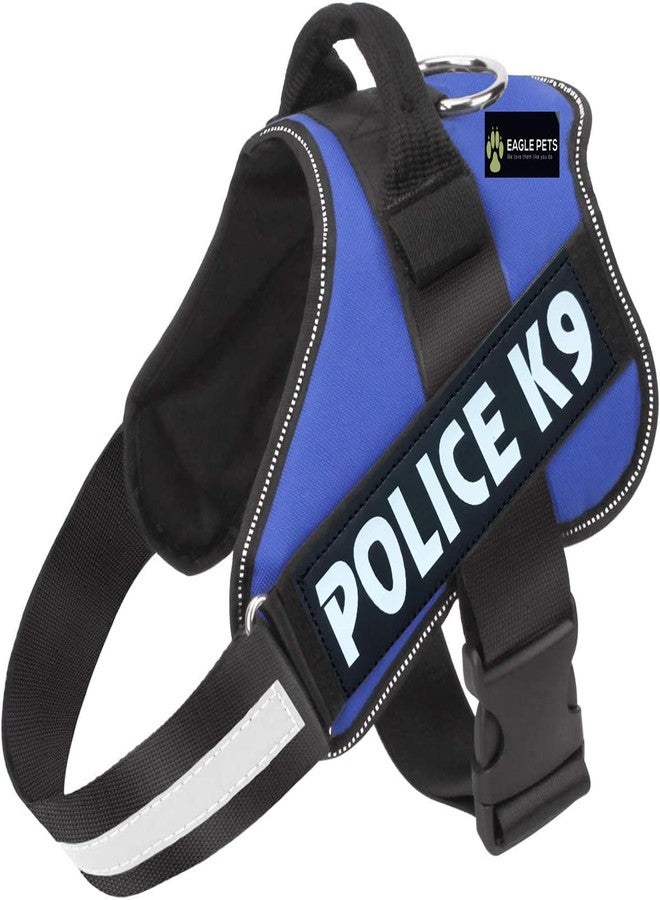 Eagle Pets Dog Harness Police K9, No Pull Dog Belt, Reflective Dog Vest Oxford Fabric, Soft Padded Easy Control Dog Chest Belt, No More Pulling Or Choking, for Large Medium Small Dogs (Medium, Blue) - Image 1