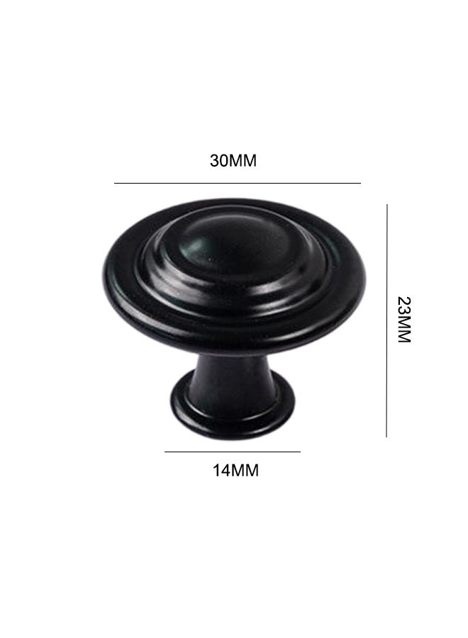 Rubvrenti 14 Pcs Kitchen Cupboard Knobs Handles Cabinet Door Knobs Vintage Matted Round Drawers Cupboard with 14 Screws,for Cabinets, Wardrobe, Office Furniture,Black, 30mm - Image 2