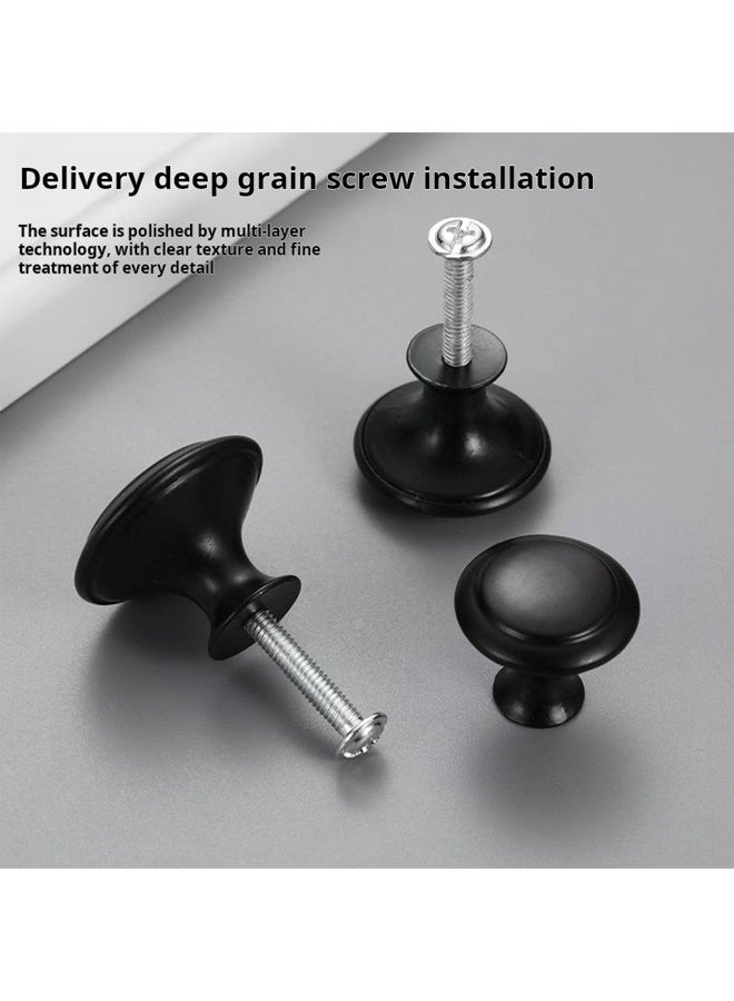 Rubvrenti 14 Pcs Kitchen Cupboard Knobs Handles Cabinet Door Knobs Vintage Matted Round Drawers Cupboard with 14 Screws,for Cabinets, Wardrobe, Office Furniture,Black, 30mm - Image 3