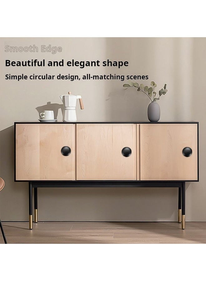 Rubvrenti 14 Pcs Kitchen Cupboard Knobs Handles Cabinet Door Knobs Vintage Matted Round Drawers Cupboard with 14 Screws,for Cabinets, Wardrobe, Office Furniture,Black, 30mm - Image 5