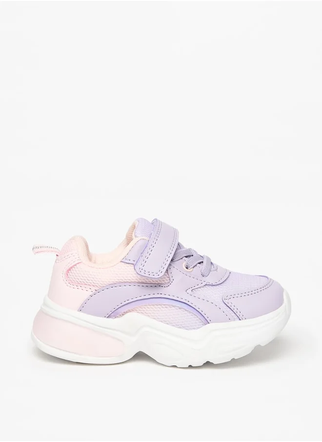 Flora Bella By Shoexpress Girls Panelled Lace Detail Sneakers With Hook And Loop Closure