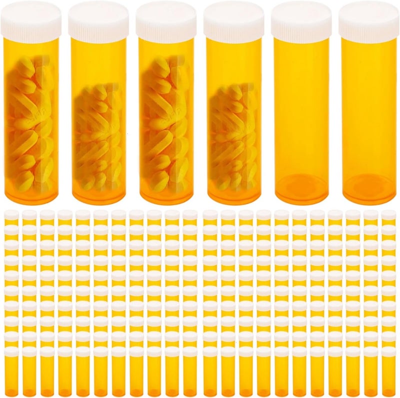 100 Pack 2.5 Dram Small Empty Medicine Pill Bottles Cases Containers Organizers with Caps for Prescription Medication