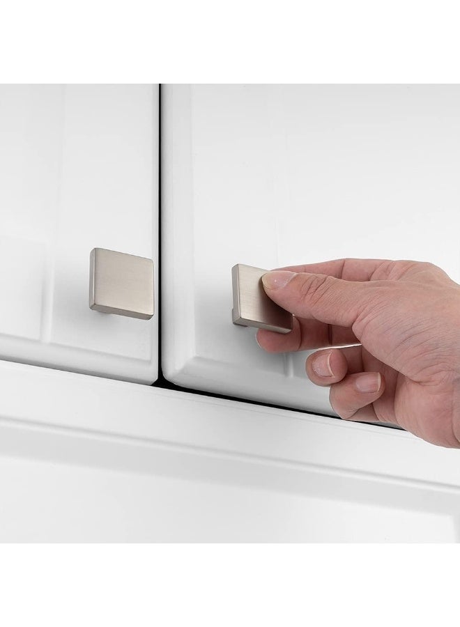 KOOFIZO Square Cabinet Knob - Matte Brushed Nickel Pull Handle (31mm / 1.2 Inch), 10-Pack for Kitchen Cupboard Door, Bedroom Dresser Drawer, Bathroom Wardrobe Hardware - Image 3