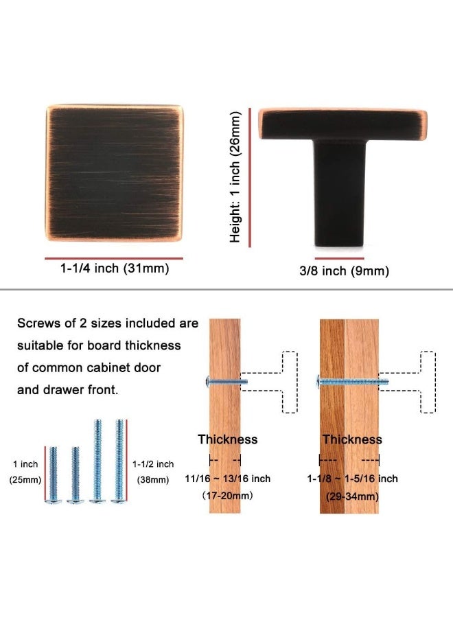 KOOFIZO Square Cabinet Knob - Matte Brushed Nickel Pull Handle (31mm / 1.2 Inch), 10-Pack for Kitchen Cupboard Door, Bedroom Dresser Drawer, Bathroom Wardrobe Hardware - Image 2