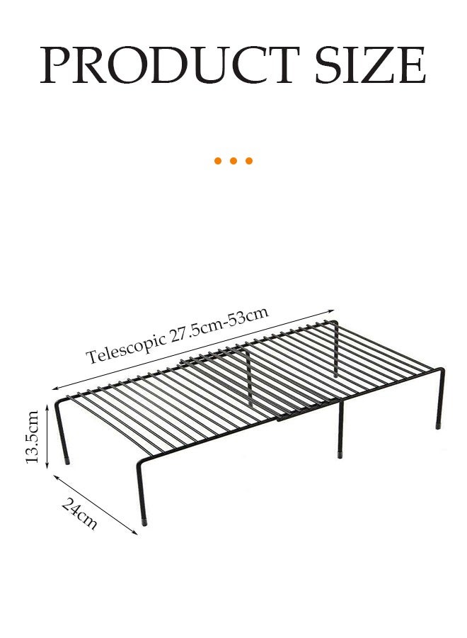 DUNISO Kitchen storage rack, extendable iron seasoning rack, countertop organizer, multifunctional bathroom storage rack,suitable for organizing jars and spice seasoning jars, black - Image 2