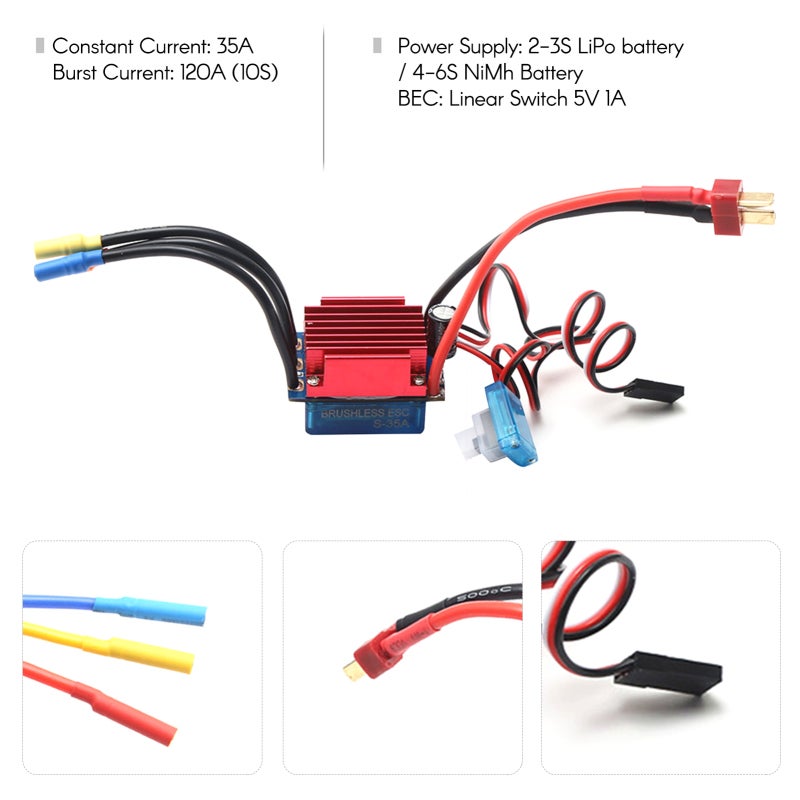 Brushless Motor 3800KV 4 Pole 12 Slot Hi-torque Design - Precision Balanced Rotor RC Car Motor for 1:14 1:16 2S 3S RC Racing Cars - Image 3