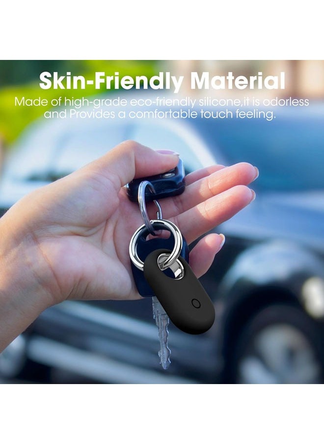 سجيت حاملات جهاز SmartTag2 عدد 2 متوافقة مع سامسونج جالاكسي SmartTag2، غطاء سيليكون ناعم لحماية شاملة ضد الخدوش والسقوط، مع سلسلة مفاتيح مناسبة للمفاتيح والحقائب والأمتعة والأشياء الثمينة (أسود + أخضر)  - Image 4