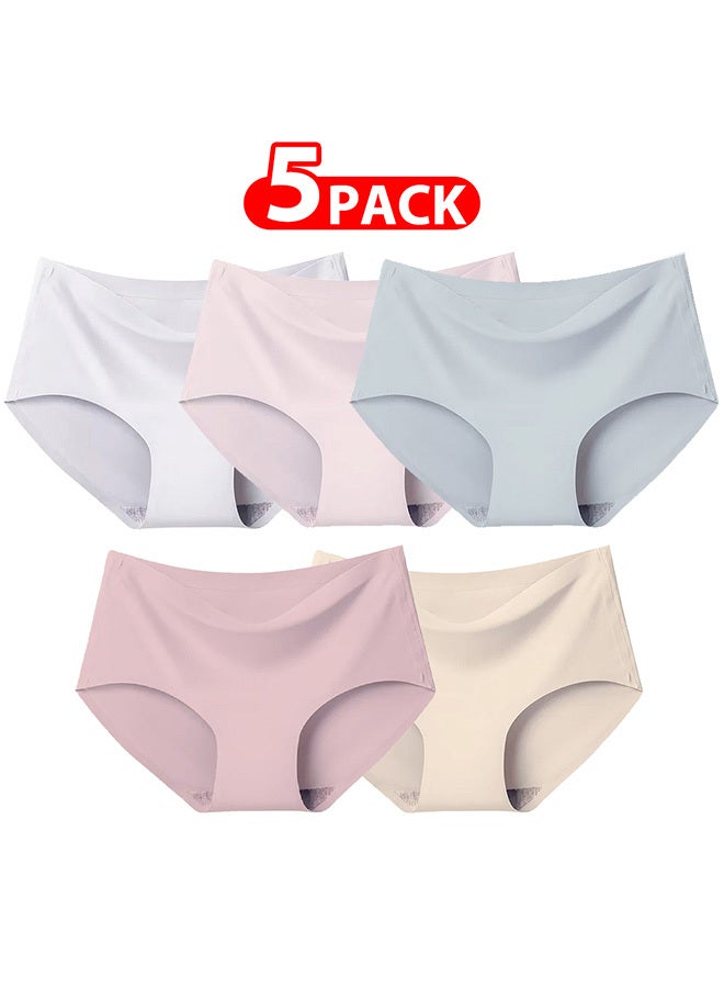 5 Packs Women's Small Size Underwear Silk Women Lingerie Seamless Women High Rise Underwear Multicolour /S(waist 56-62/Weight ≤45kg) - Image 1