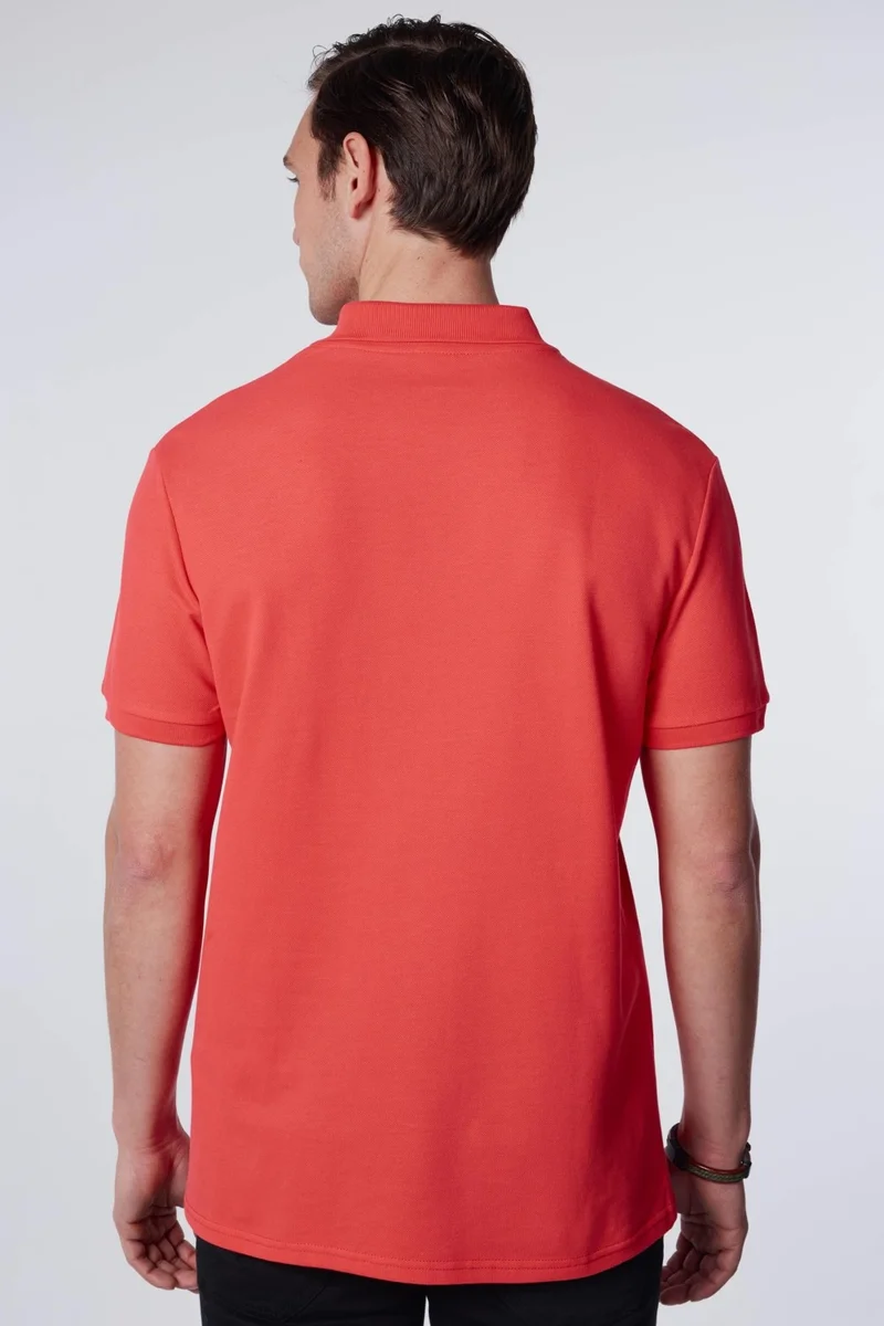 تودورس Men's Slim Fit Narrow Cut Cotton Plain Pique Pomegranate Polo Collar T-Shirt