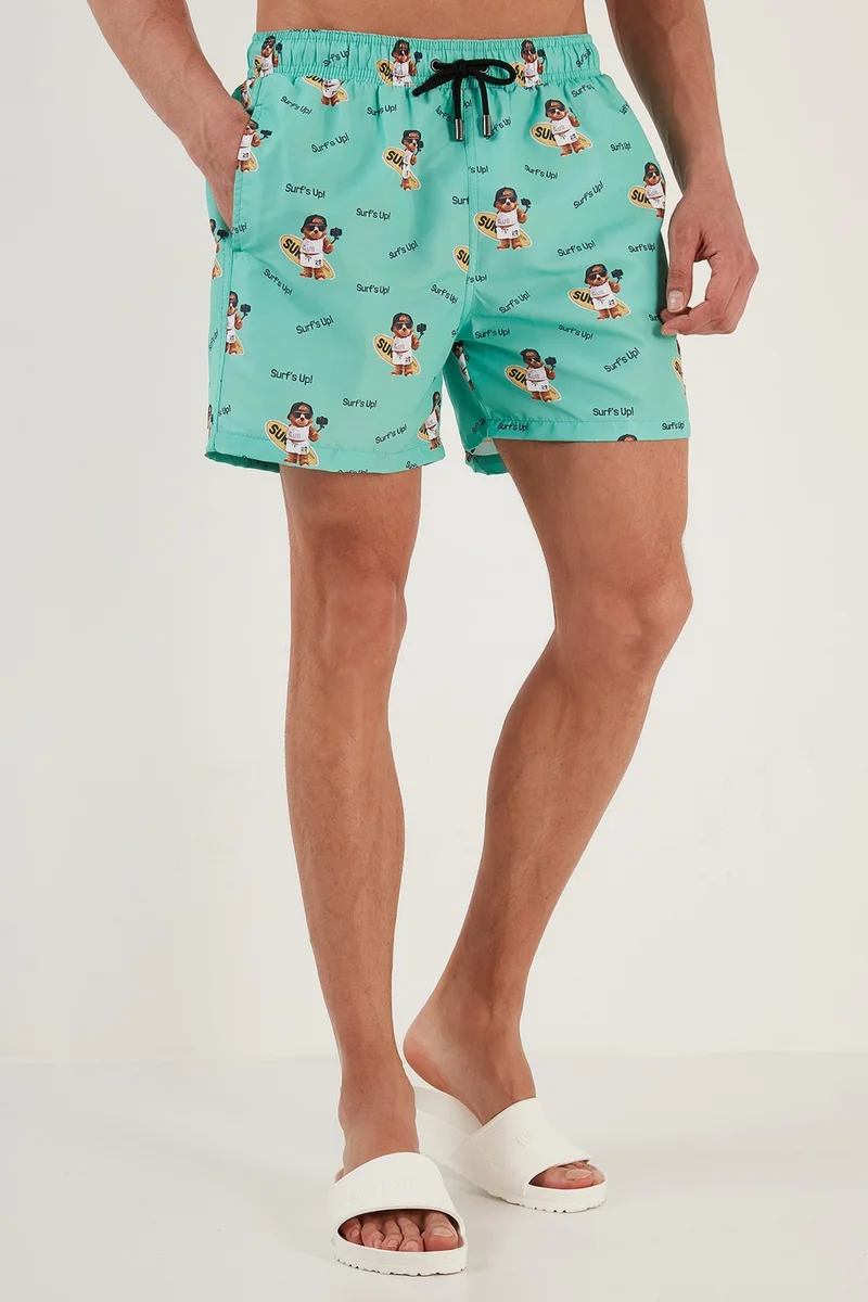 Buratti Patterned Swim Shorts with Waistband Pocket Swimsuit Short Men's Swimsuit Short 380M537