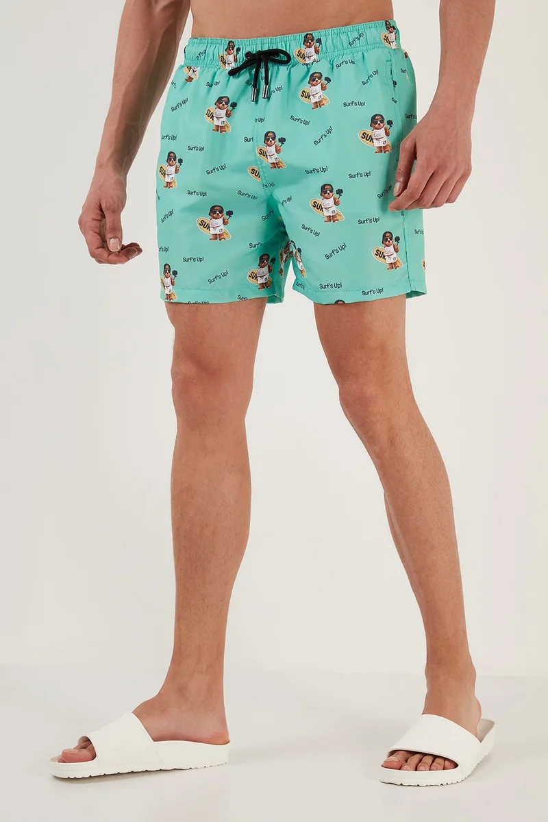 Buratti Patterned Swim Shorts with Waistband Pocket Swimsuit Short Men's Swimsuit Short 380M537
