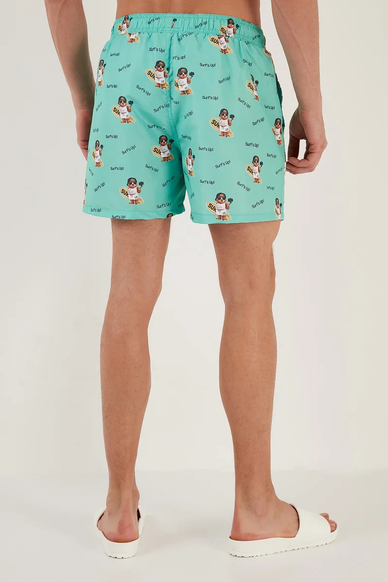 Buratti Patterned Swim Shorts with Waistband Pocket Swimsuit Short Men's Swimsuit Short 380M537